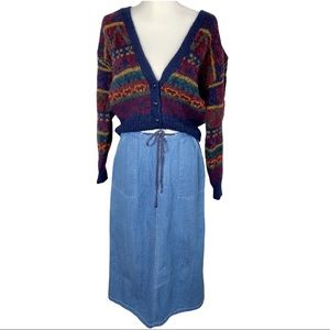 Vintage Eddie Bauer Blue High Waisted Maxi Long Denim Jean Skirt Size 12 Women's